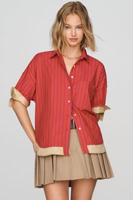 Maeve Mabel Contrast Boxy Oxford Shirt