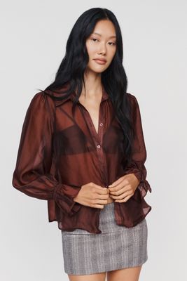 By Anthropologie Sheer Buttondown Blouse