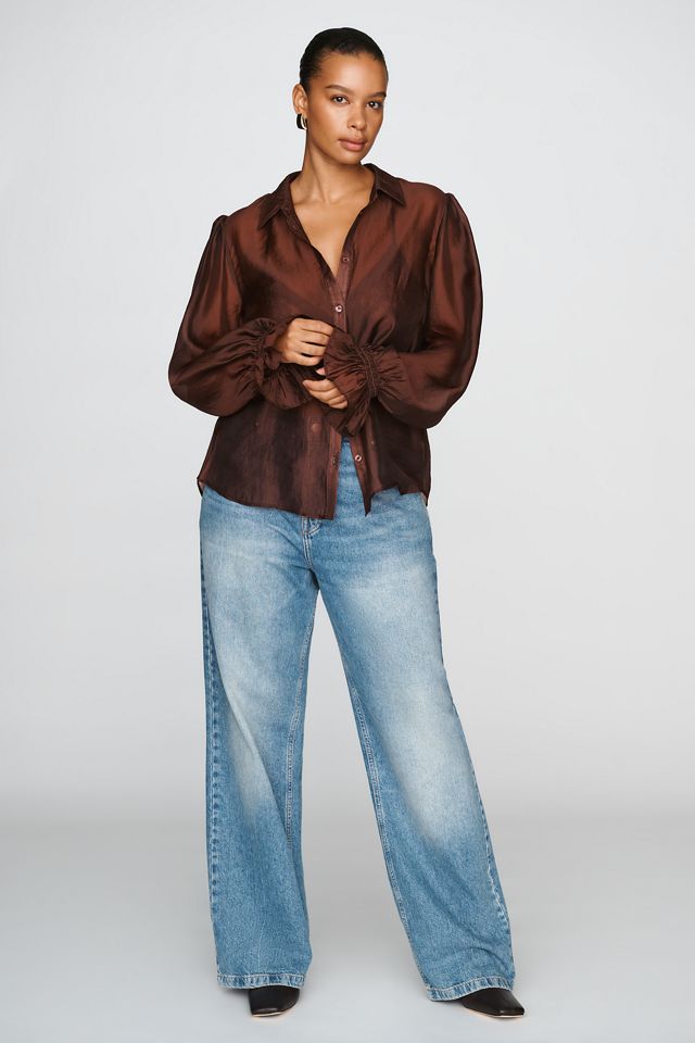 By Anthropologie Sheer Buttondown Blouse #5