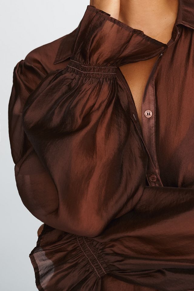 By Anthropologie Sheer Buttondown Blouse #6