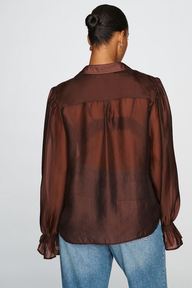 By Anthropologie Sheer Buttondown Blouse #7