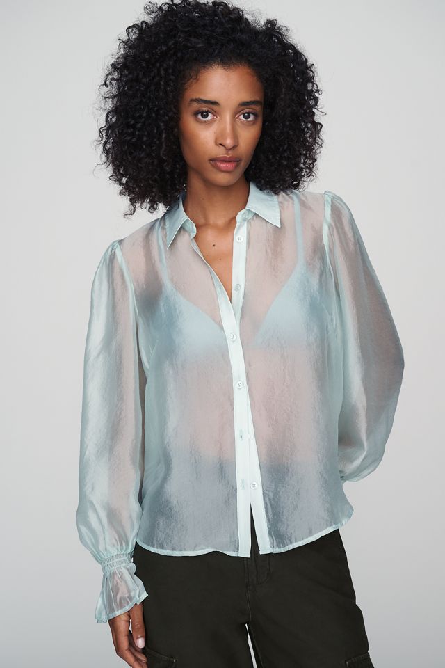 By Anthropologie Sheer Buttondown Blouse #1