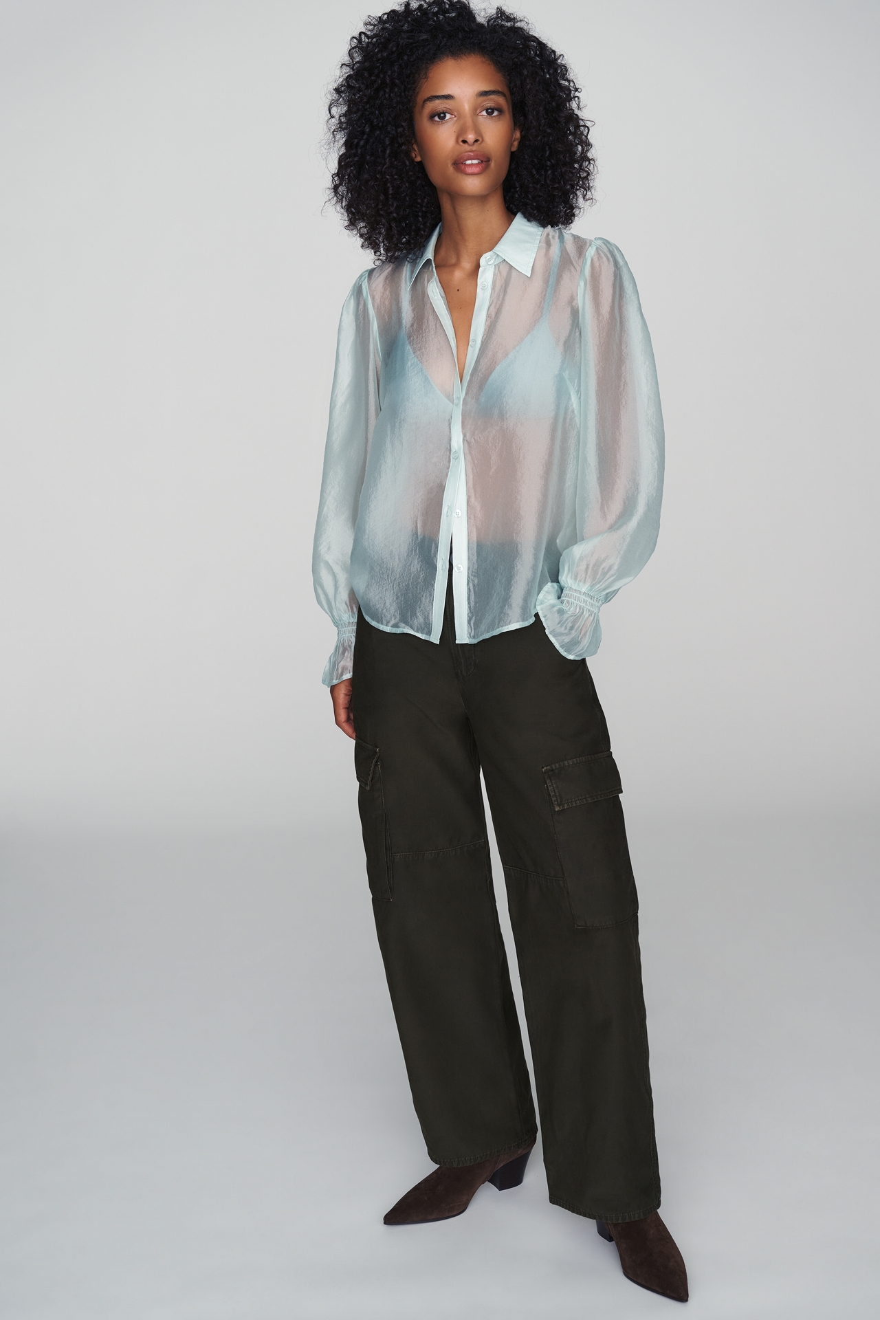 By Anthropologie Sheer Buttondown Blouse