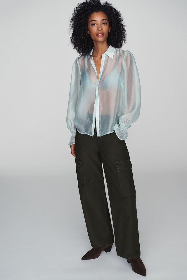 By Anthropologie Sheer Buttondown Blouse #3