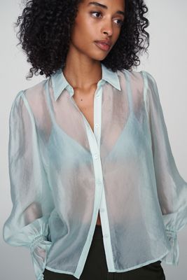 By Anthropologie Sheer Bishop Sleeve Blouse