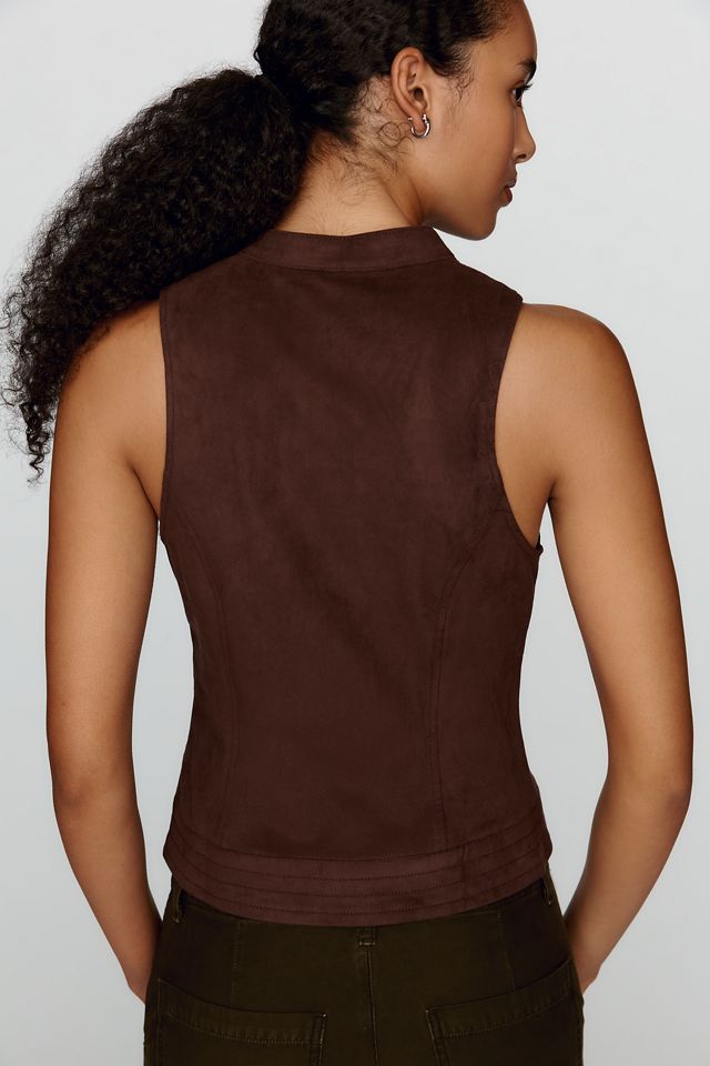 By Anthropologie Faux-Suede Moto Vest #1