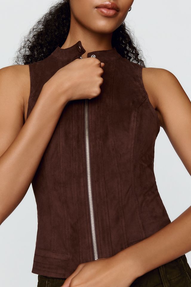 By Anthropologie Faux-Suede Moto Vest #3