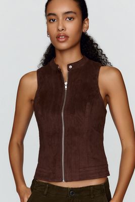 By Anthropologie Faux-Suede Moto Vest