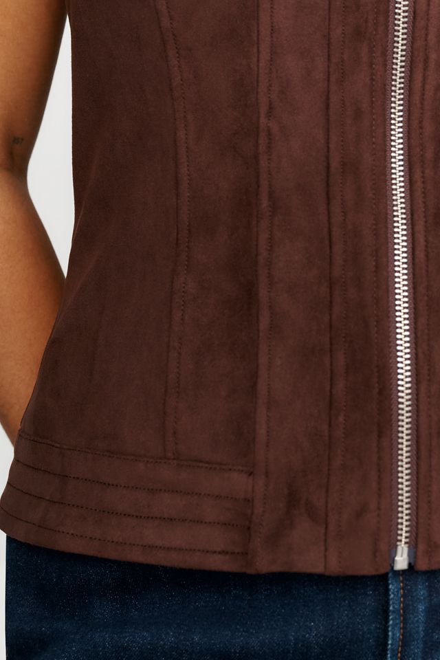 By Anthropologie Faux-Suede Moto Vest #6