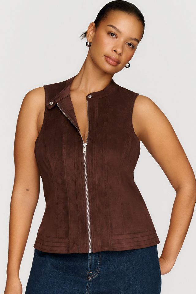 By Anthropologie Faux-Suede Moto Vest #4