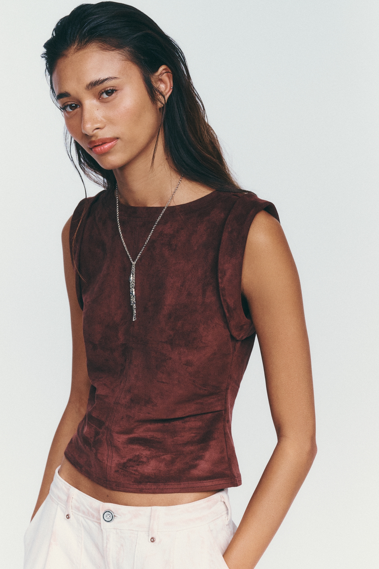 Pilcro Kendall Faux Suede Sleeveless Top