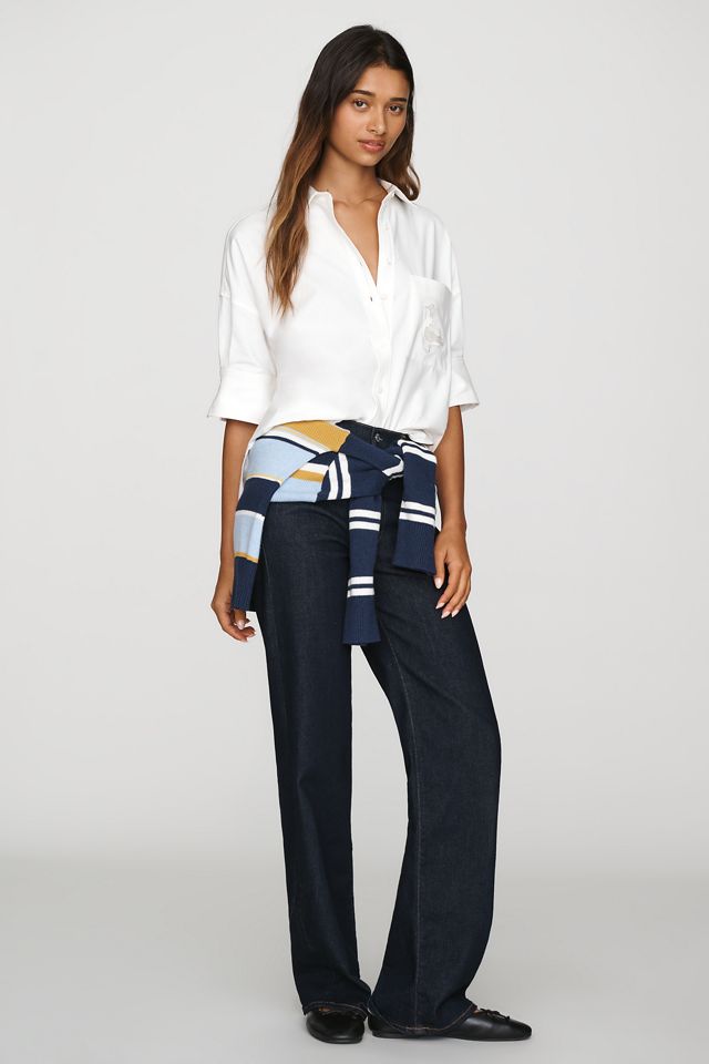 Maeve Mabel Boxy Oxford Embroidered Shirt #1