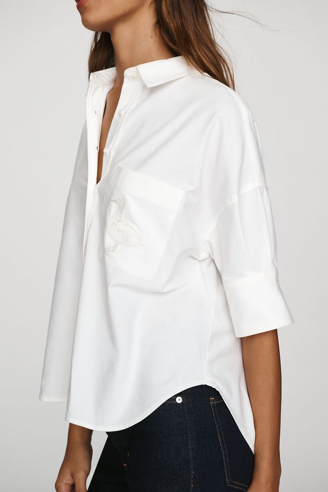 Maeve Mabel Boxy Oxford Embroidered Shirt #2