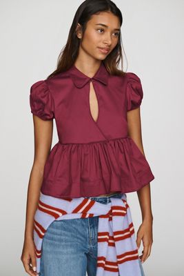 Camicetta Peplum con Volant e Apertura a Goccia Maeve