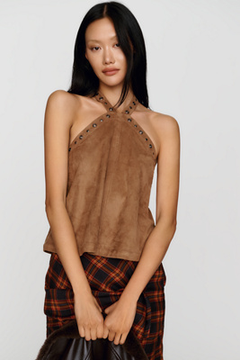 Pilcro Faux Suede Halter Blouse by Anthropologie