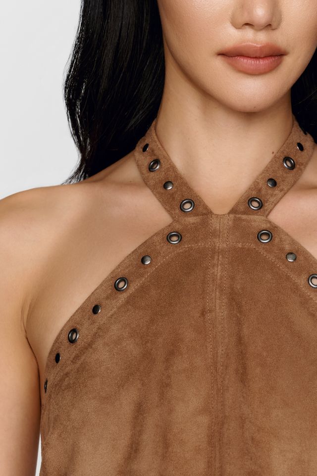 Pilcro Faux Suede Halter Blouse #1