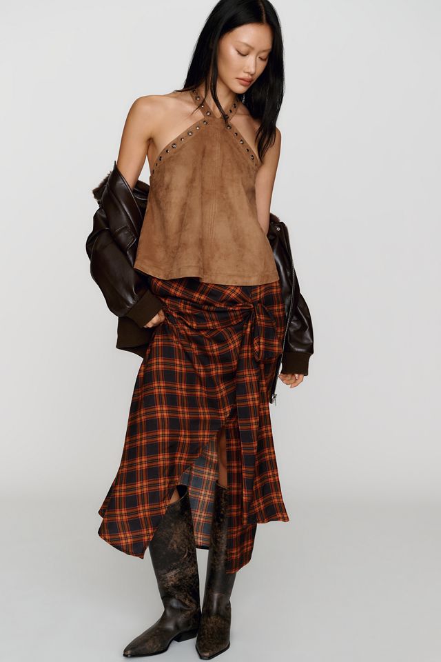 Pilcro Faux Suede Halter Blouse #3