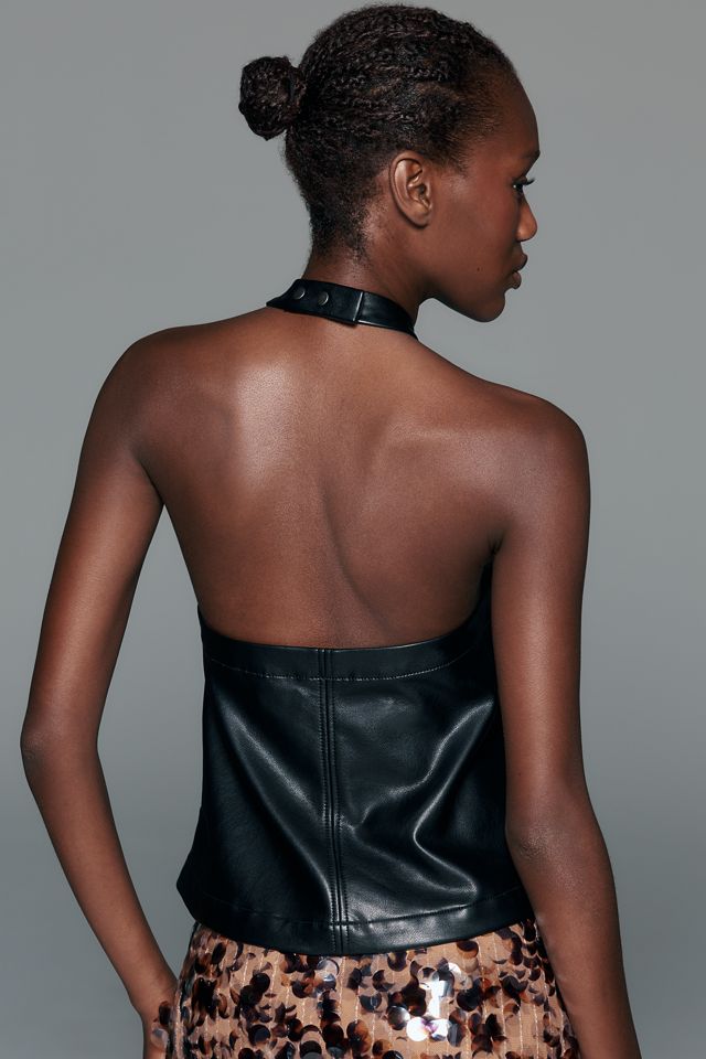 Pilcro Faux Leather Halter Top #2
