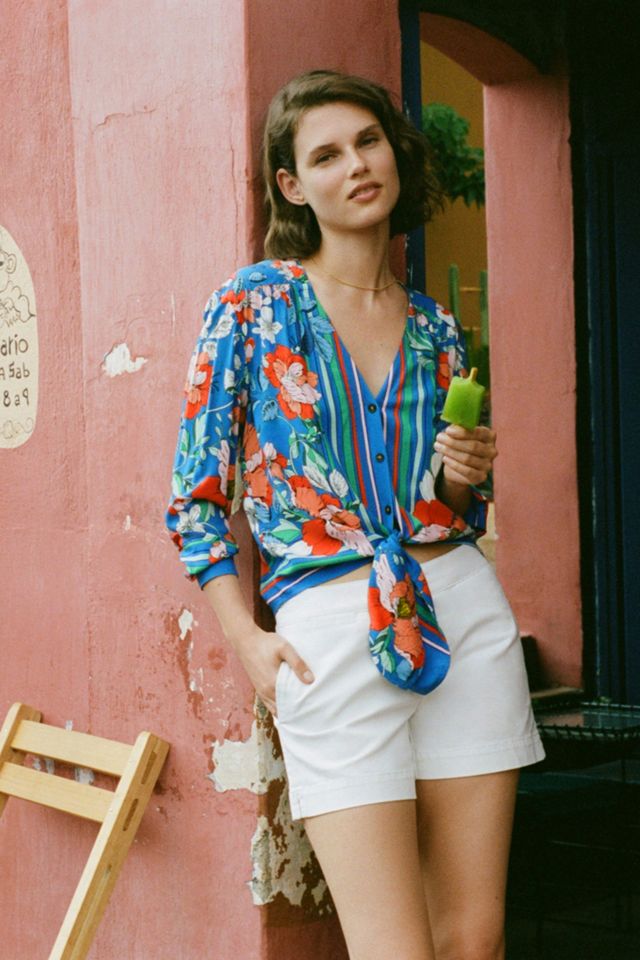 Maeve Elan Scarf-Printed Blouse | Anthropologie