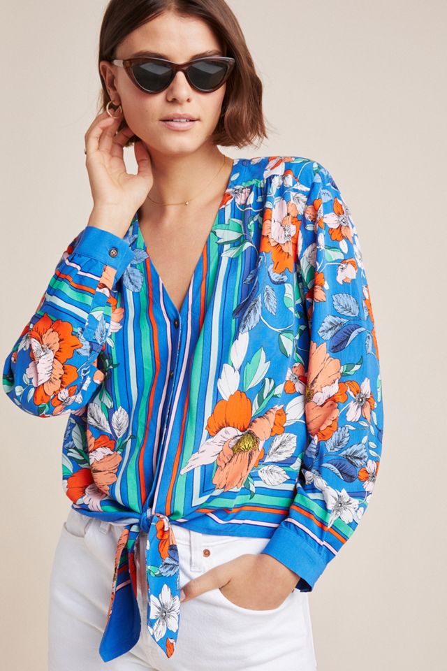 Maeve Elan Scarf-Printed Blouse | Anthropologie