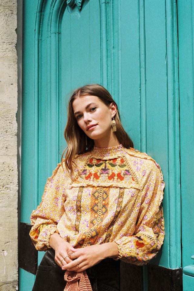 Anthropologie Maeve Embroidered cheapest Blouse N