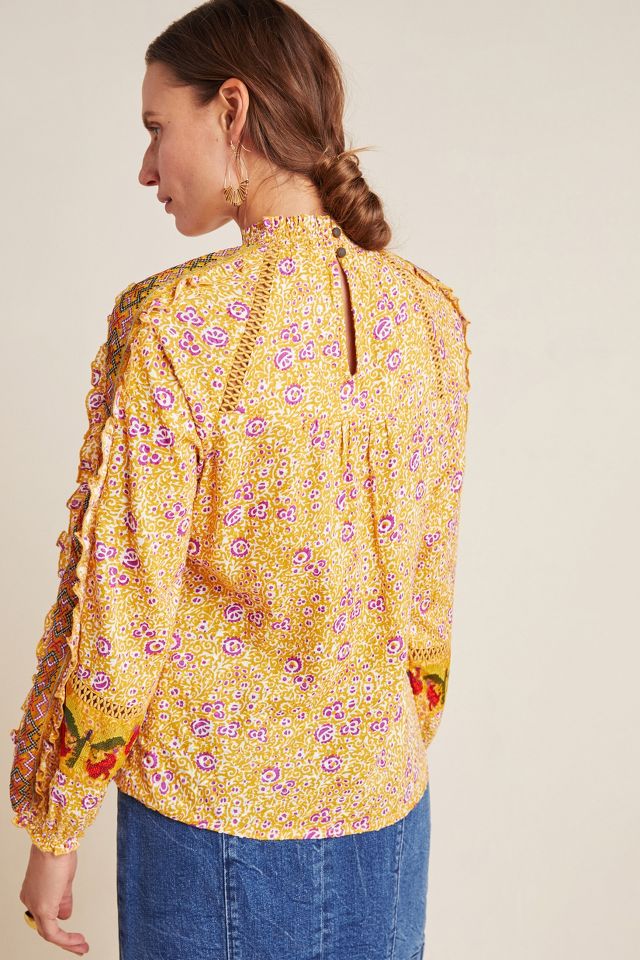 NWT❤️Anthro Maeve on sale Goldie Embroidered Blouse