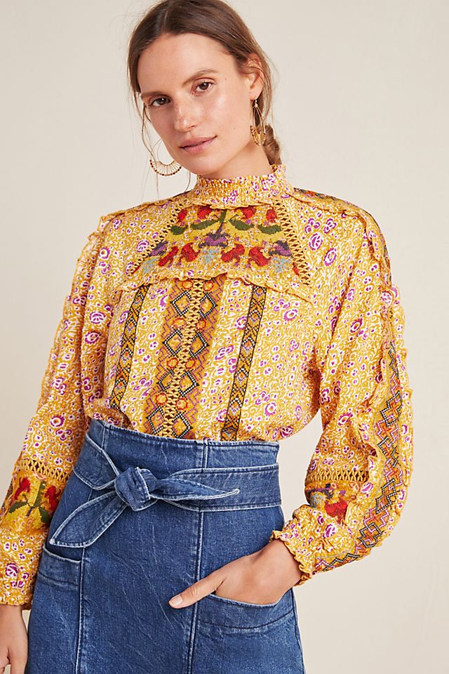 Maeve Goldie Embroidered Blouse | Anthropologie