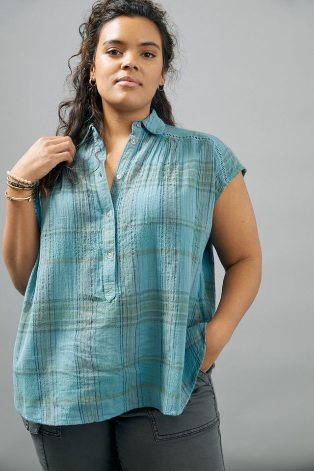 Pilcro The Serena Surf Henley Blouse #5