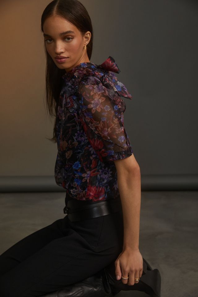 Maeve Puff-Sleeved Organza Blouse #3