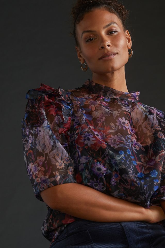 Maeve Puff-Sleeved Organza Blouse #6