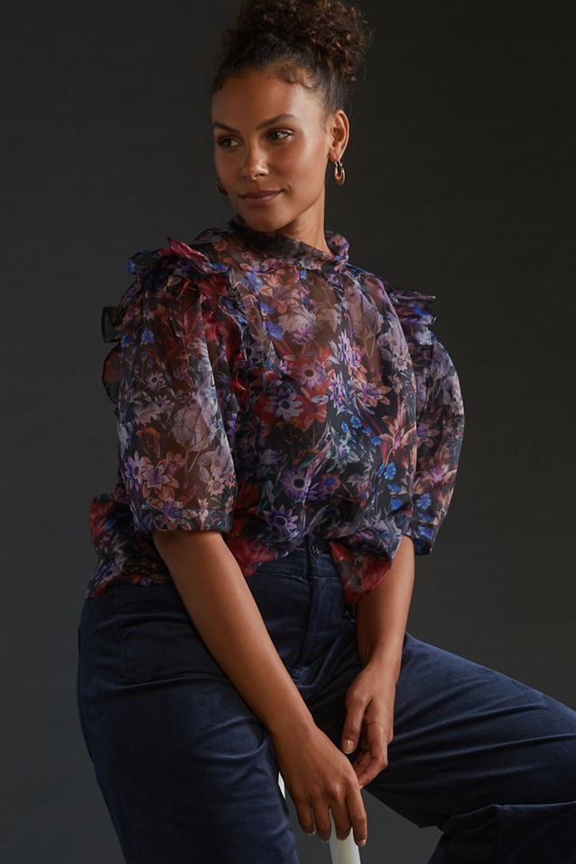 Maeve Puff-Sleeved Organza Blouse #4
