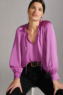 Sleek Puff-Sleeved Blouse | Anthropologie