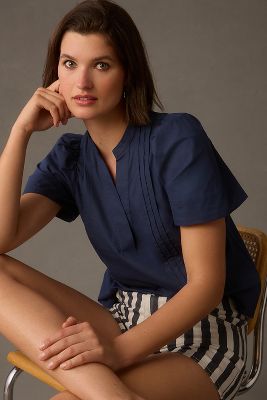 Maeve Poplin Pintuck Blouse | Anthropologie