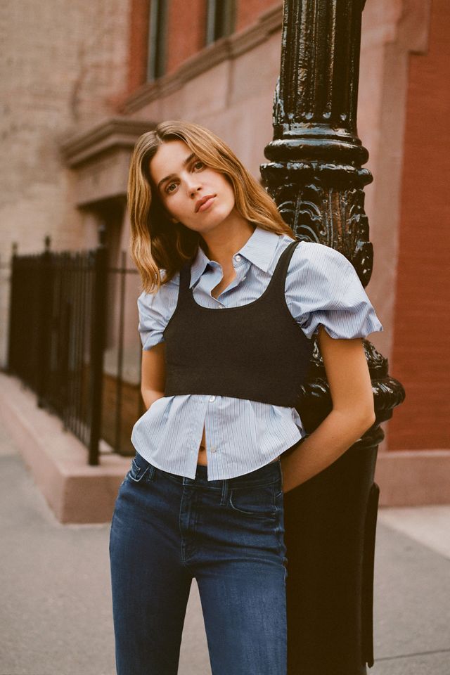 Maeve Cropped Buttondown Blouse #5