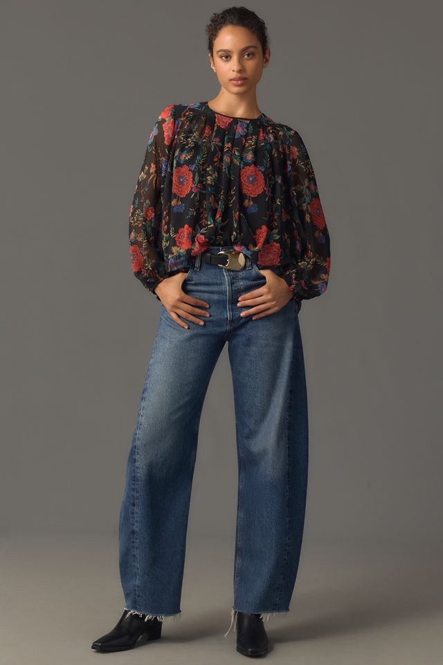 Maeve Long-Sleeve Pleated Peasant Blouse #2