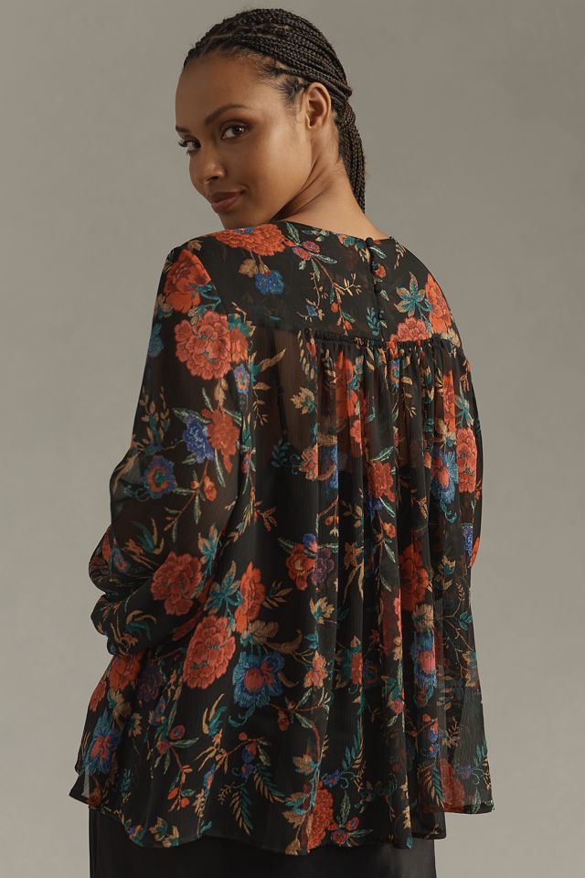 Maeve Long-Sleeve Pleated Peasant Blouse #5