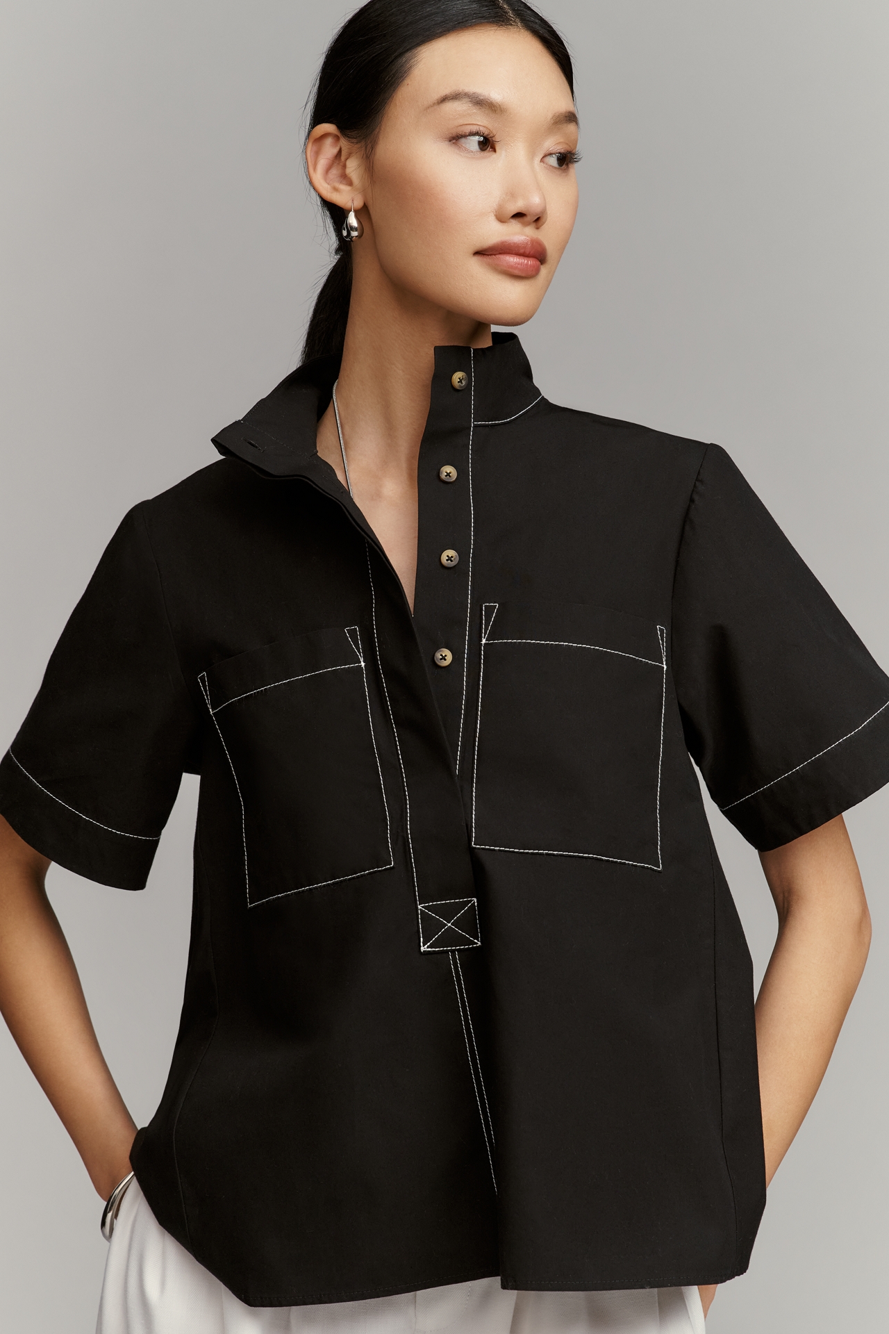 The Jeannie Popover Swing Top by Maeve