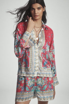 Maeve Long-sleeve Scarf Blouse In Multi