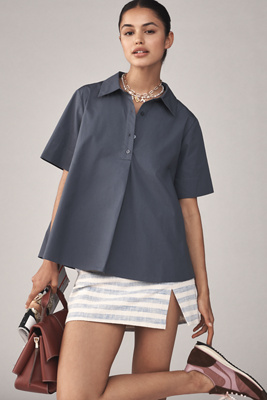 Shop Maeve The Pollie Short-sleeve Swing Blouse By
