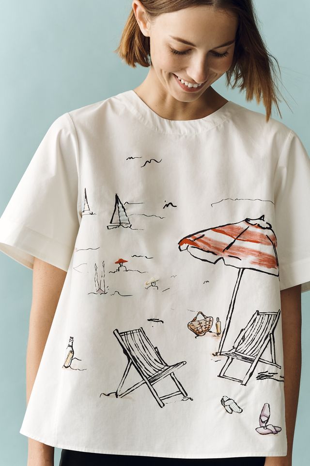 Emmy Short-Sleeve Swing Blouse by Maeve #1