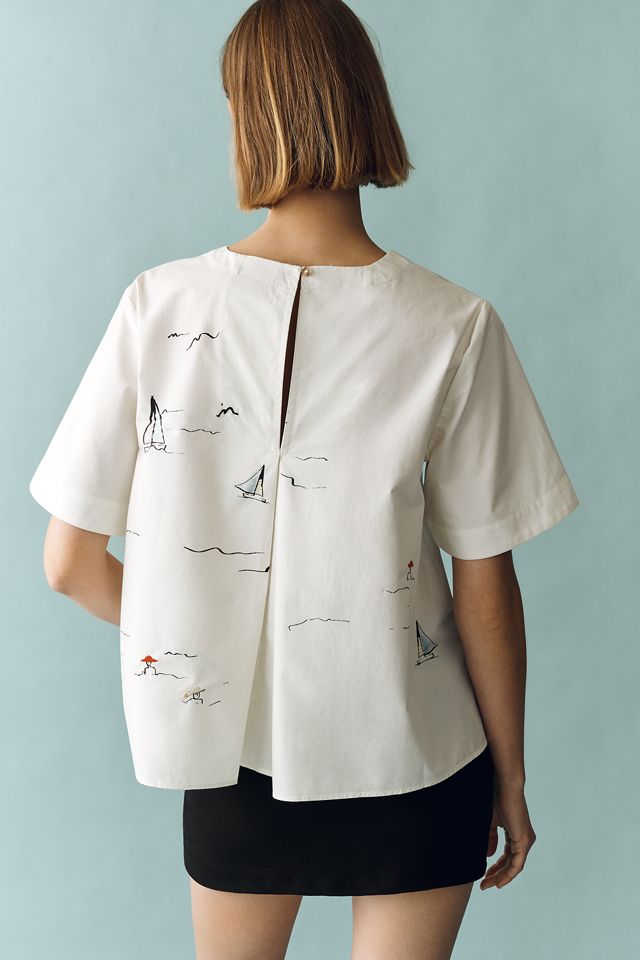 Emmy Short-Sleeve Swing Blouse by Maeve #3