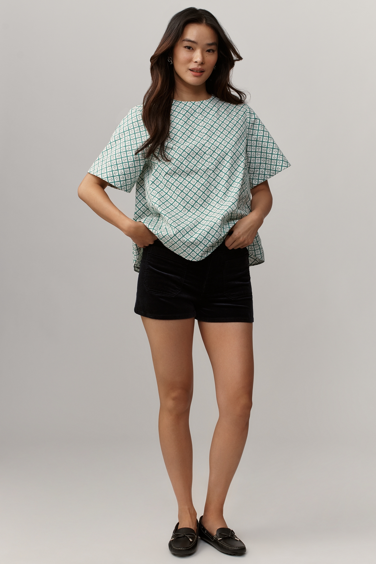 The Emmy Short-Sleeve Swing Blouse by Maeve
