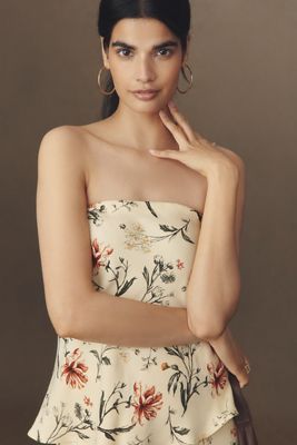 By Anthropologie Silky Waves Strapless Woven Blouse