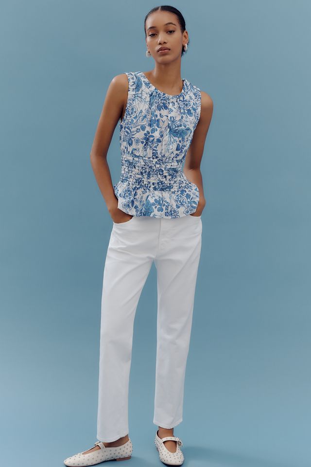 By Anthropologie Sleeveless Smocked-Waist Top #3