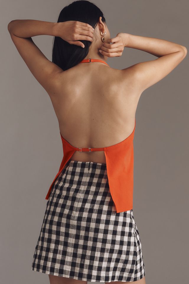 Maeve Linen Blend Square-Neck Halter Top #1