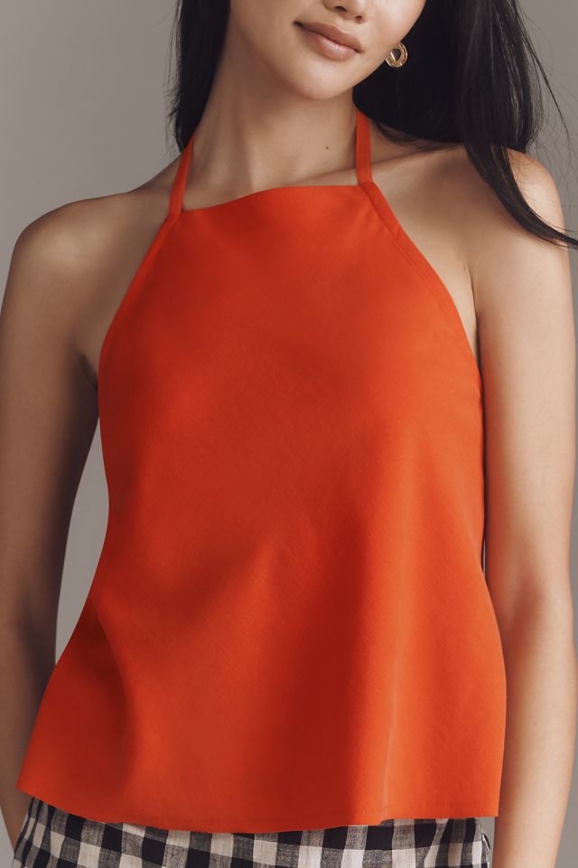 Maeve Linen Blend Square-Neck Halter Top #2