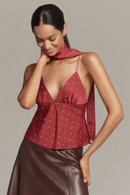 Maeve Scarf-Neck Printed V-Neck Cami Top