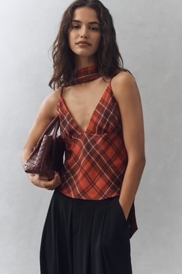 Maeve Scarf-Neck Printed V-Neck Cami Top