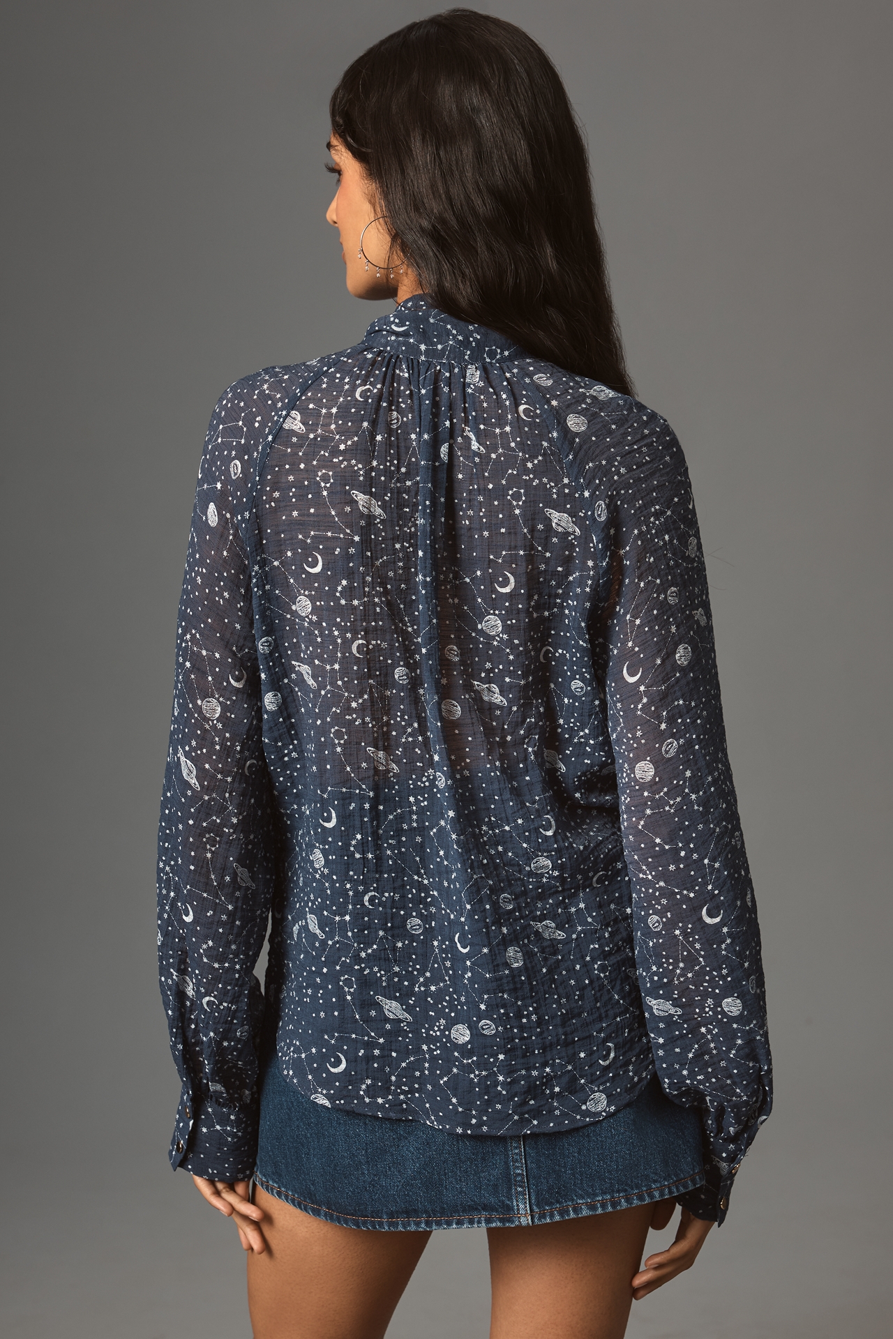 By Anthropologie Organza Tie-Neck Blouse