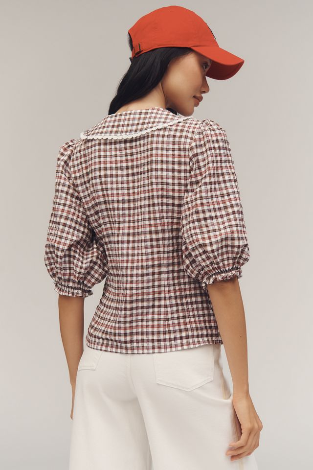 Maeve Collared Puff-Sleeve Blouse #3
